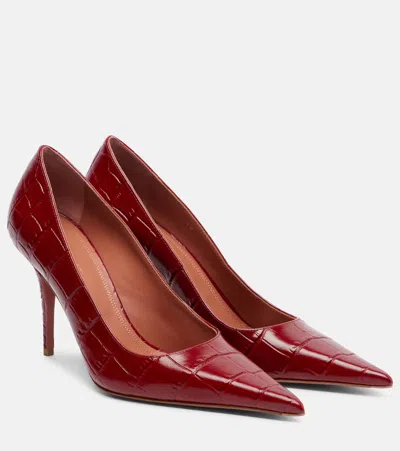 Amina Muaddi Barbara 90 Croc-effect Leather Pumps In Red