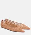 Amina Muaddi Barbara Lace Ballet Flats In Beige