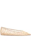 Amina Muaddi Barbara Lace Pointed-toe Ballet Flats In Neutral