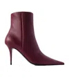 Amina Muaddi Barbara Leather Ankle Boots In Burgundy