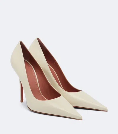 Amina Muaddi Barbara Leather Pumps In Beige