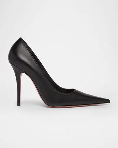 Amina Muaddi Leather Barbara Pumps 105 In Black