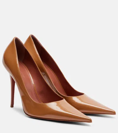 Amina Muaddi Barbara Patent Leather Pumps In Yellow
