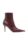Amina Muaddi Barbara Leather Ankle Boots In Burgundy