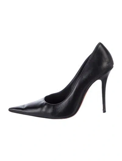 Pre-owned Amina Muaddi Barbara Pump Leather Pumps In Black