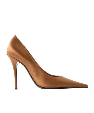 Amina Muaddi Barbara Satin Pumps In Brown