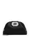 Amina Muaddi Satin Finish Shoulder Bag With Embellished Buckle In Black