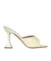 Amina Muaddi Yellow Satin Sandals With Hourglass Heel