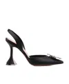 Amina Muaddi Rosie Crystal-embellished Satin Slingback Pumps In Black