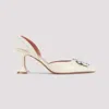 Amina Muaddi Slingback Pumps With Unique Heel Design In Neutral