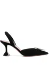 Amina Muaddi Begum 85mm Embellished Slingback Pumps In Black
