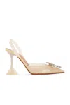 Amina Muaddi Begum Glass Crystal-embellished Pvc Slingback Pumps In Cream