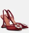 Amina Muaddi 95mm Begum Crystal-embellished Heeled Sandals In Burgundy