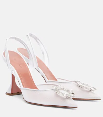 Amina Muaddi Begum Mesh Embellishment Sling Pump In Multi