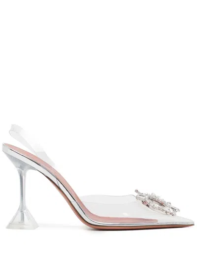 Amina Muaddi Begum Crystal-embellished Pvc Slingback Pumps In Transparent