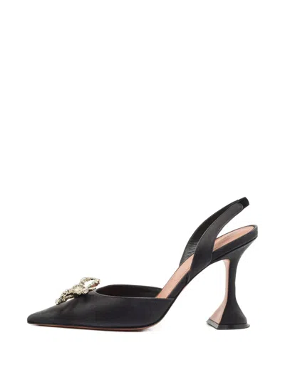 Pre-owned Amina Muaddi Begum Bow-detail Pumps In Black