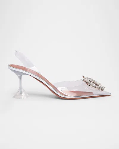 Amina Muaddi Begum Clear Crystal Slingback Pumps In Transparent