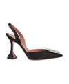 Amina Muaddi Rosie Crystal-embellished Satin Slingback Pumps In Black