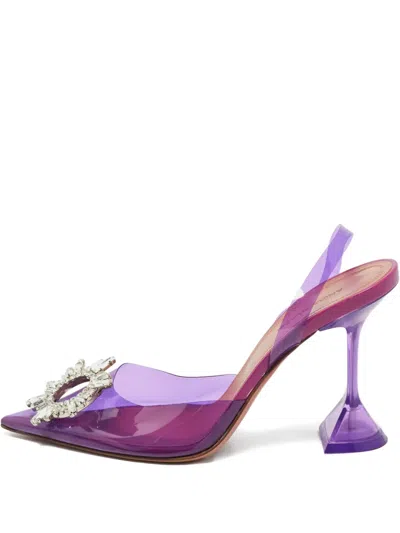 Pre-owned Amina Muaddi Begum Crystal-embellished Pumps In Purple