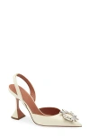 Amina Muaddi Slingback Pumps With Unique Heel Design In White