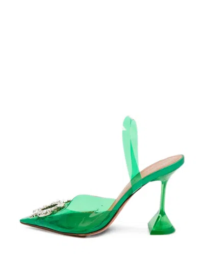 Pre-owned Amina Muaddi Begum Crystal-embellished Pumps In Green