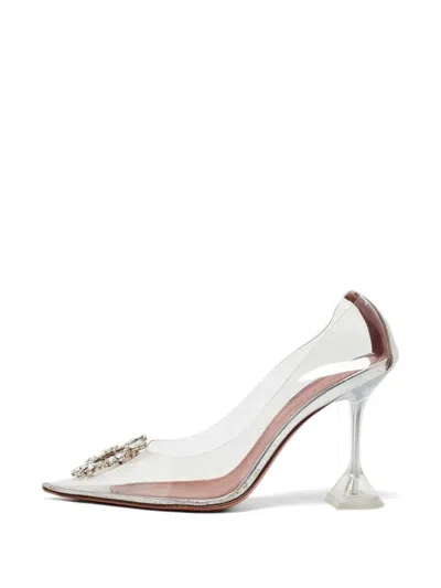 Pre-owned Amina Muaddi Begum Crystal-embellished Pumps In Silver