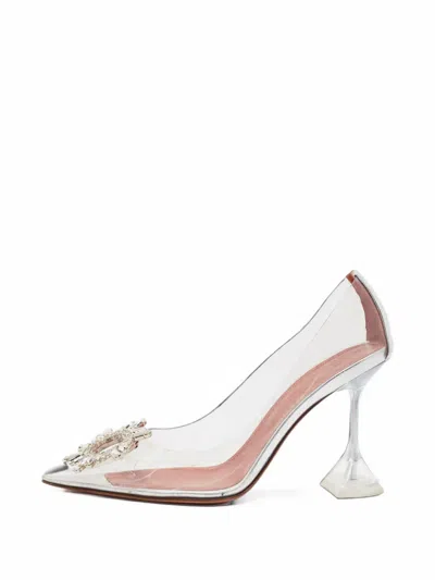 Pre-owned Amina Muaddi Begum Crystal-embellished Pumps In Silver