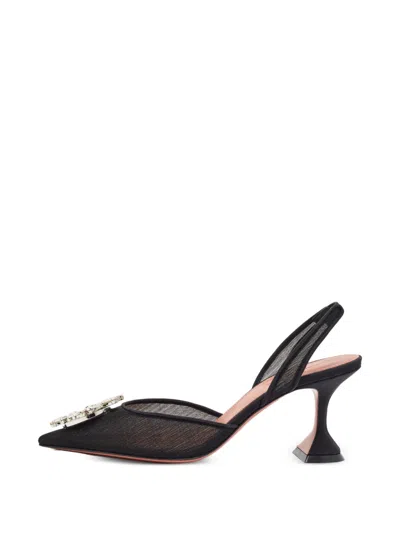 Pre-owned Amina Muaddi Begum Crystal-embellished Slingback Pumps In Black
