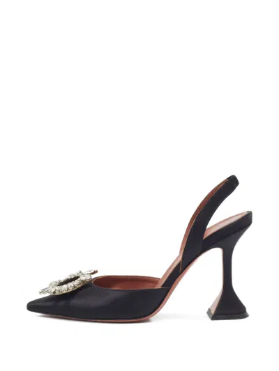 Pre-owned Amina Muaddi Begum Crystal-embellished Slingback Pumps In Black