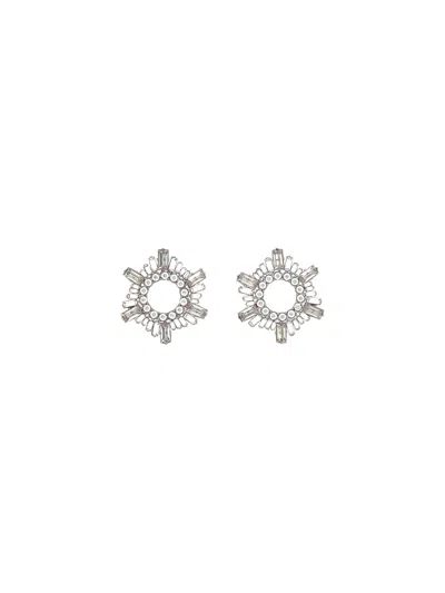 Amina Muaddi Begum Earrings In Crystals Silver