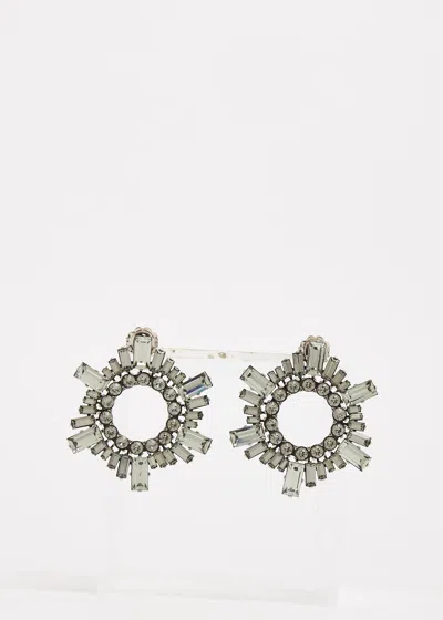 Amina Muaddi Begum Earrings In White Crystal And Silver Metal