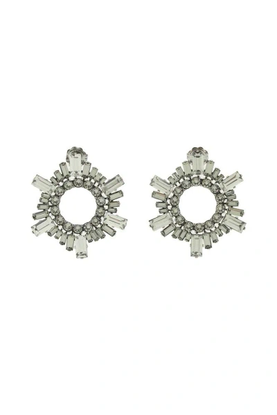 Amina Muaddi Begum Embellished Mini Earrings In Grey