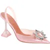 Amina Muaddi Begum Glass Pointed Toe Slingback Pump In Galaxy Pink