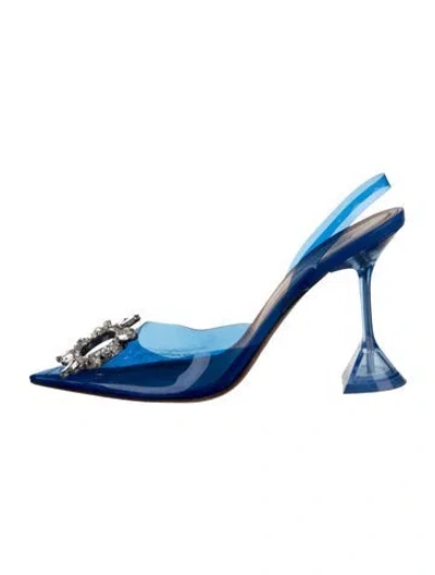 Pre-owned Amina Muaddi Begum Glass Pvc Slingback Pumps In Blue