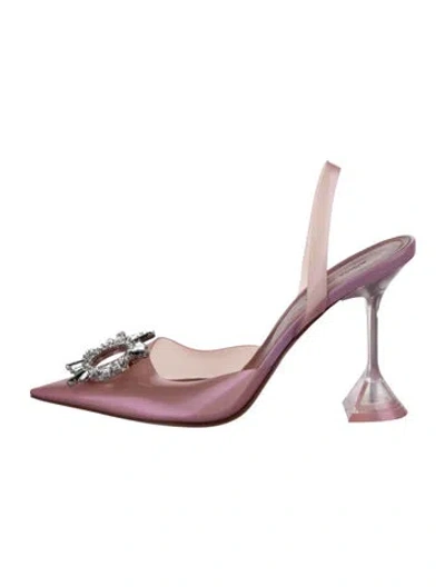 Pre-owned Amina Muaddi Begum Glass Pvc Slingback Pumps In Pink