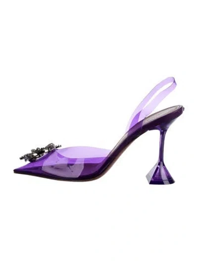 Pre-owned Amina Muaddi Begum Glass Pvc Slingback Pumps In Purple