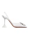 Amina Muaddi Transparent Begum Glass Slingback Heels In White