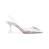 Amina Muaddi Transparent Begum Glass Slingback Heels In White