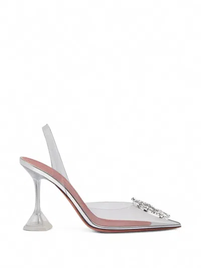 Amina Muaddi Begum Glass Sling 95 Transparent Pvc Pumps In White
