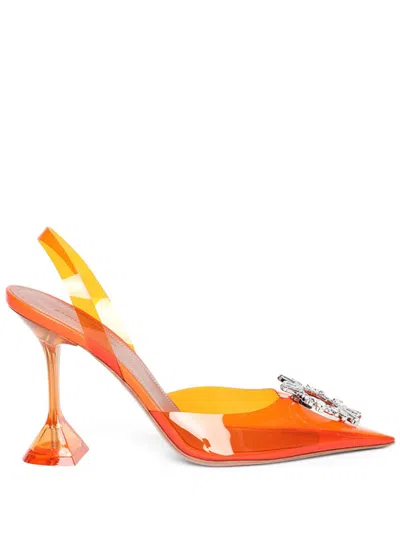 Amina Muaddi Begum Glass Sling 95mm Pumps In Orange