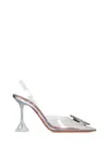 Amina Muaddi Rosie See-through Slingback Bow Pumps In Grey