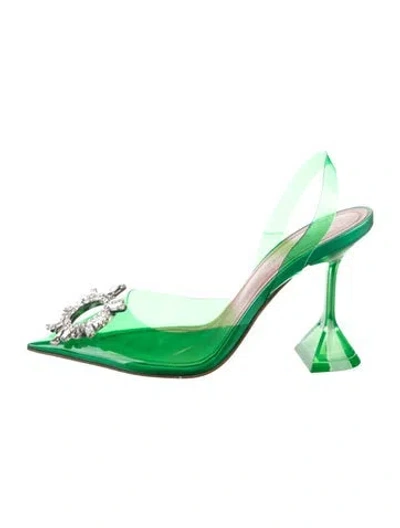 Pre-owned Amina Muaddi Begum Glass Slingback Pvc Slingback Pumps In Green