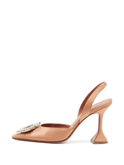 Pre-owned Amina Muaddi Begum Heeled Pumps In Gold