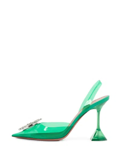Pre-owned Amina Muaddi Begum Heeled Pumps In Green