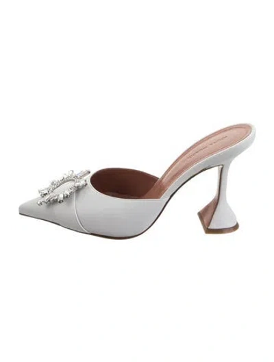 Pre-owned Amina Muaddi Begum Leather Mules In White