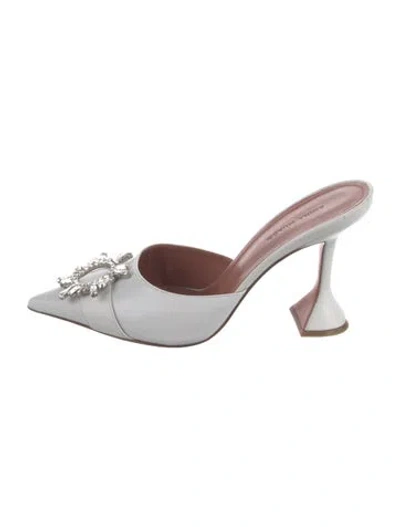 Pre-owned Amina Muaddi Begum Leather Mules In White