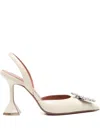 Amina Muaddi Slingback Pumps With Unique Heel Design In White