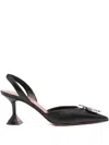 Amina Muaddi Leather Slingback Pumps Featuring Sculptural Heel In Black