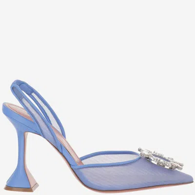 Amina Muaddi Begum Mesh Slingbacks In Blue