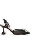 Amina Muaddi Pointed Toe Embellished Heel Sandals
